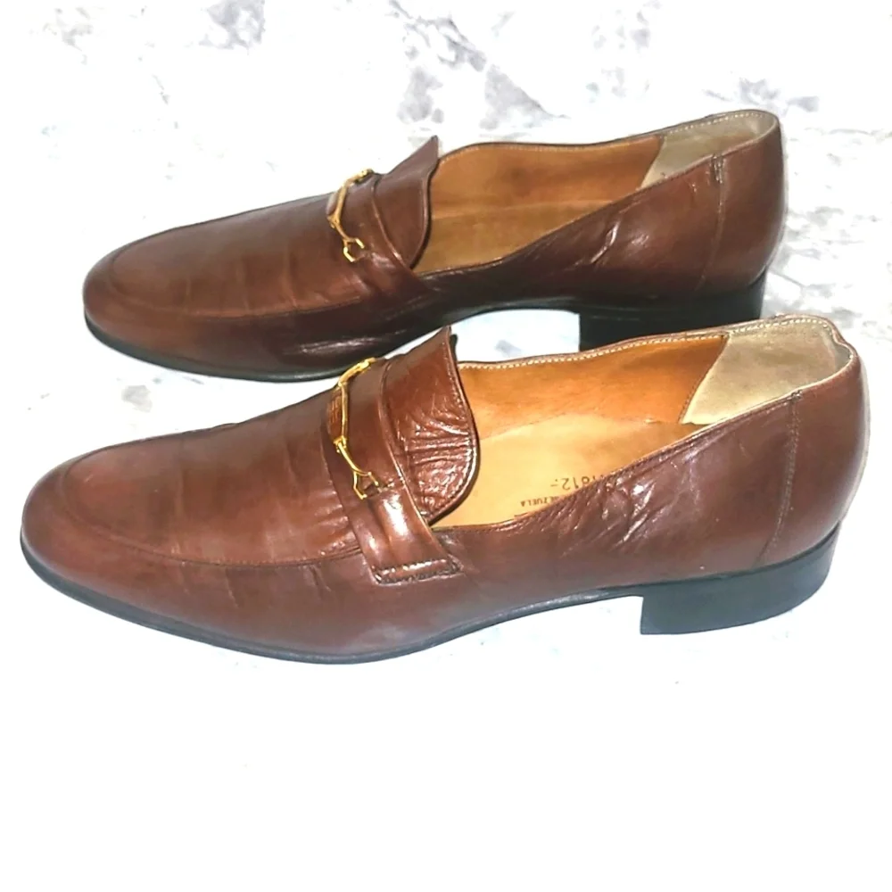 Loafers Cognac Carmel Brown Gold Bit style Genuine Leather slip on Old Money